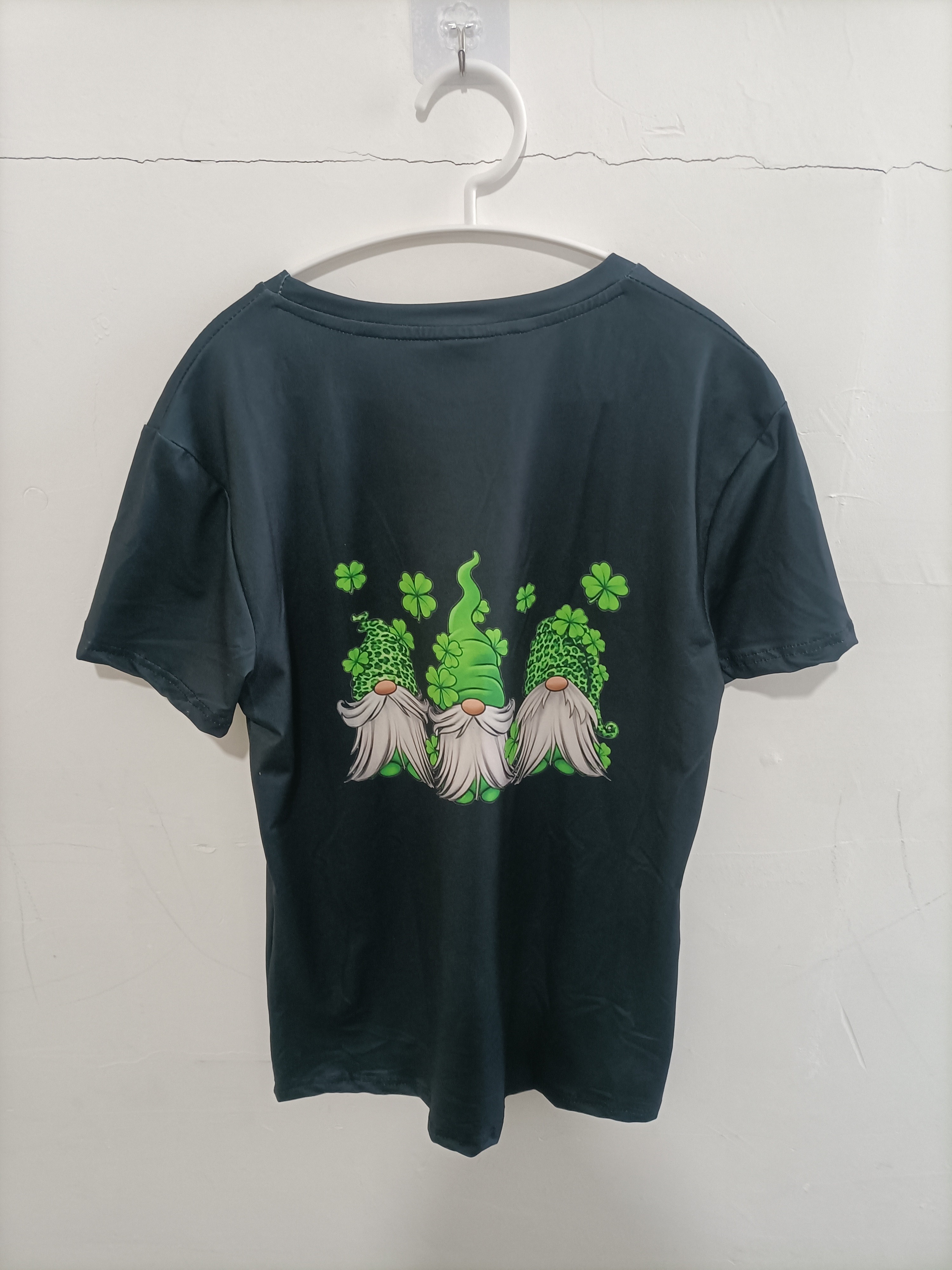 st patricks gnomes graphic round neck t shirt short sleeve casual sports tops womens activewear details 3