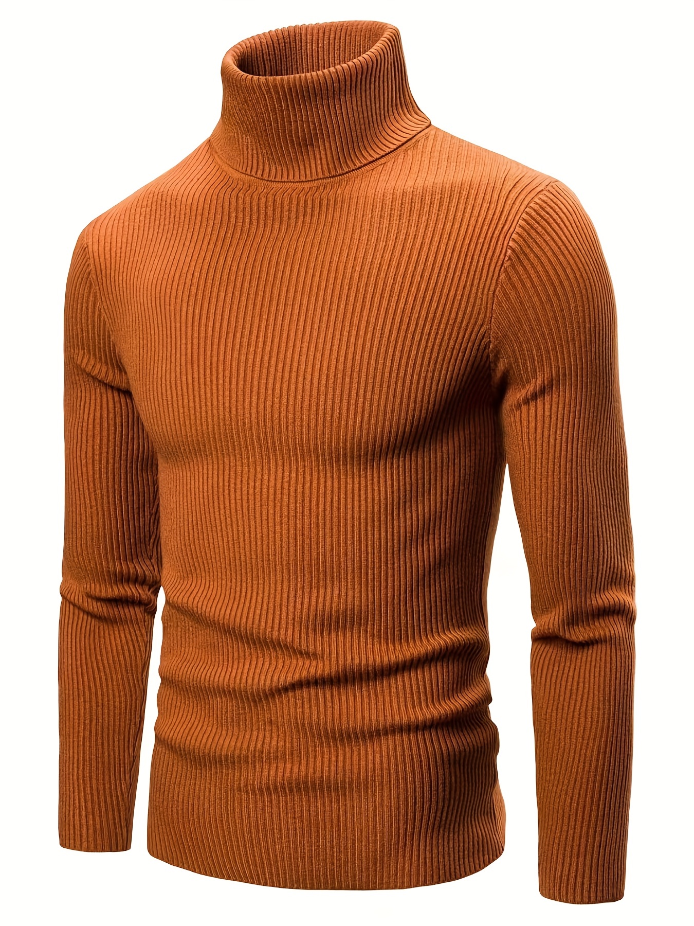 turtle neck knitted slim fit sweater mens casual warm solid high stretch pullover sweater for fall winter details 21