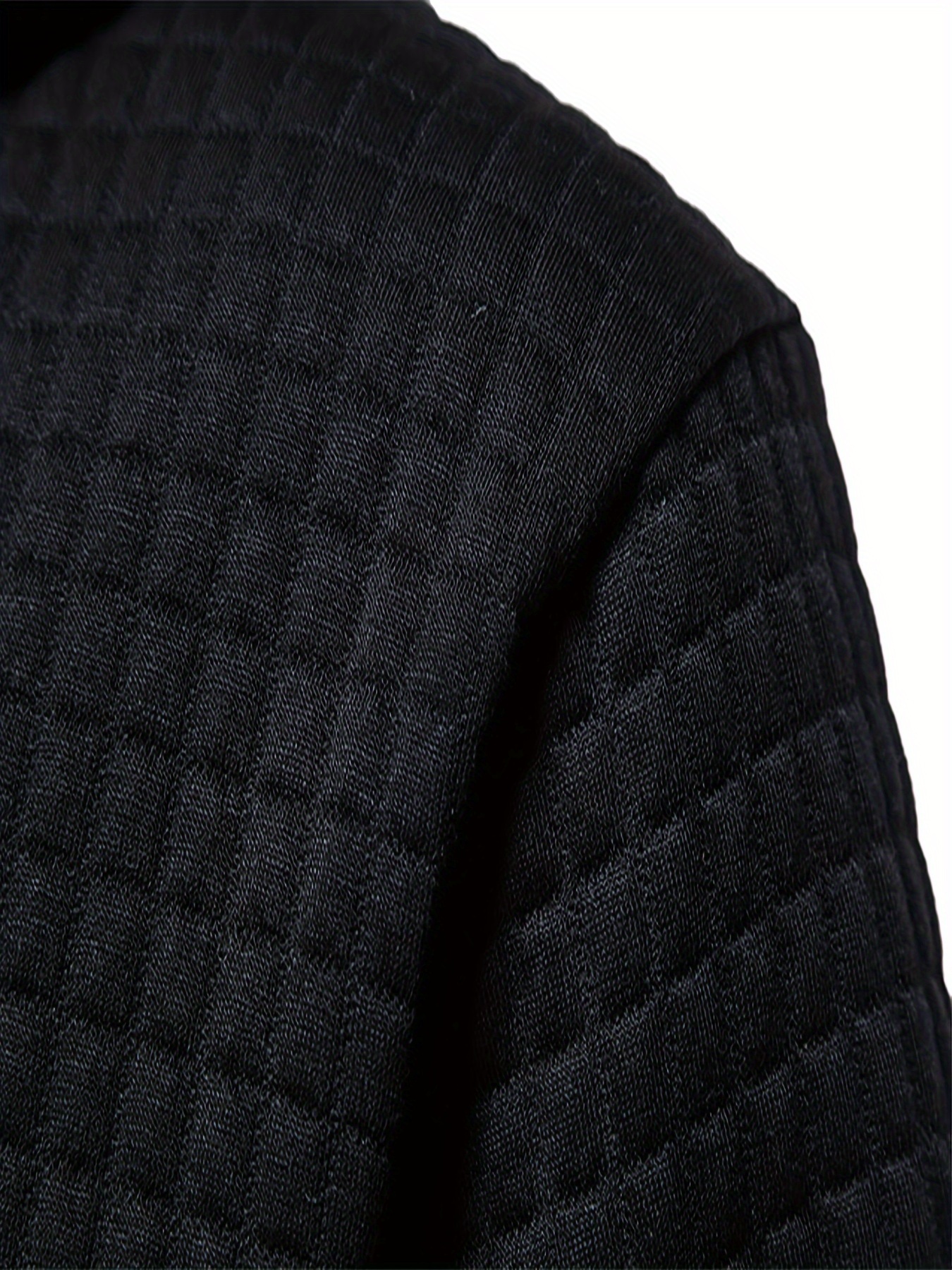 new mens spring and autumn winter solid color jacquard waffle zipper stand collar sweatshirt details 7