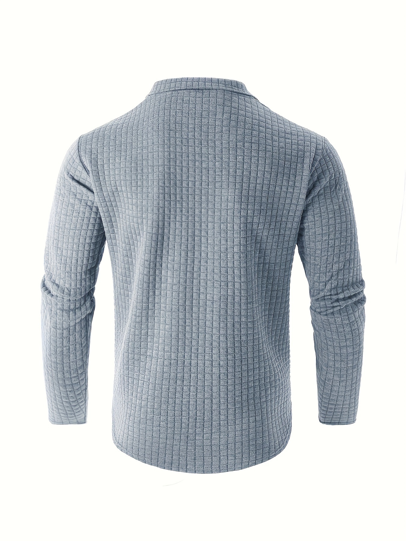 new mens spring and autumn winter solid color jacquard waffle zipper stand collar sweatshirt details 18