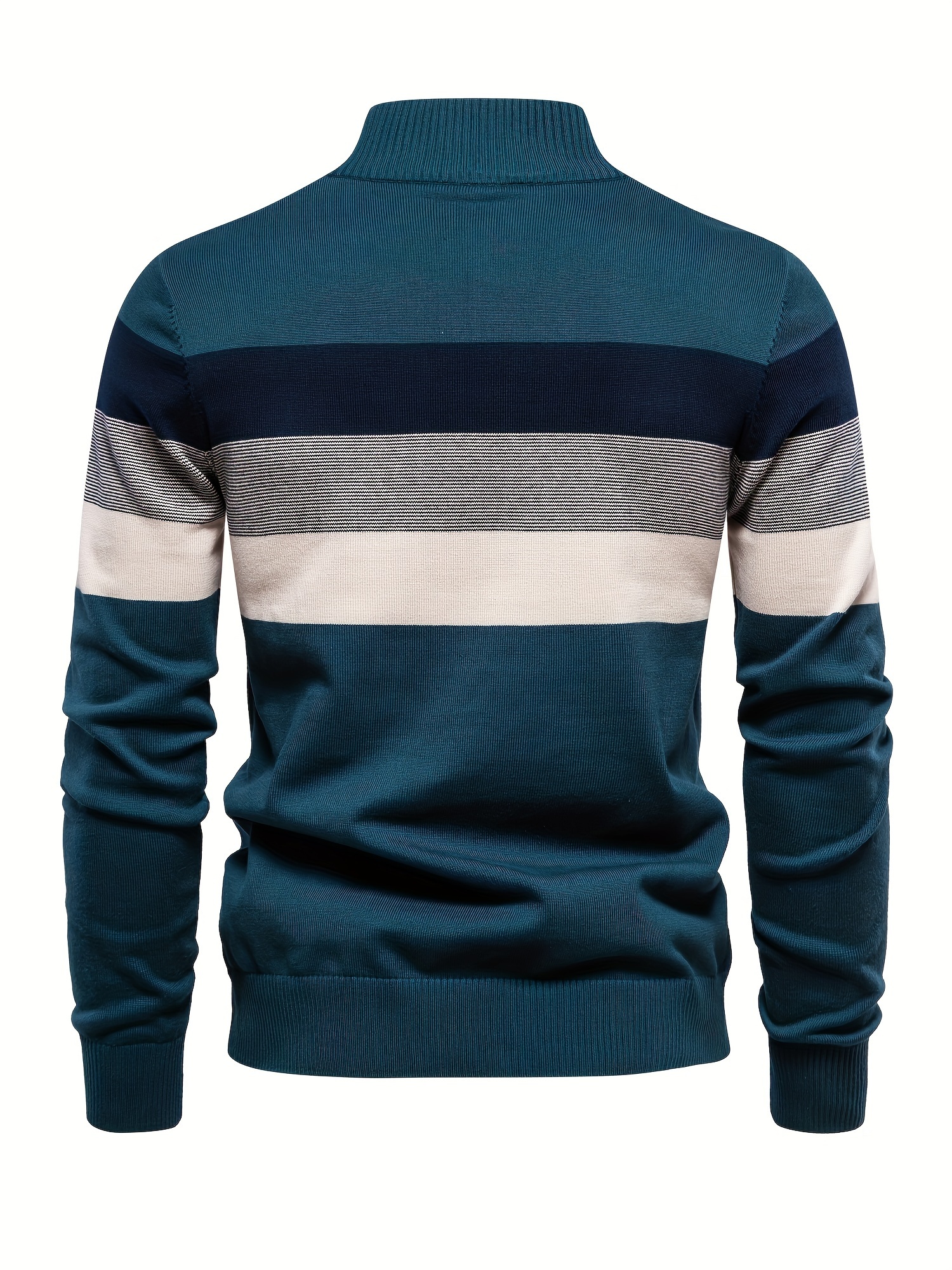 cotton knitted color block sweater mens casual warm slightly stretch half zipper v neck pullover sweater for men fall winter details 6