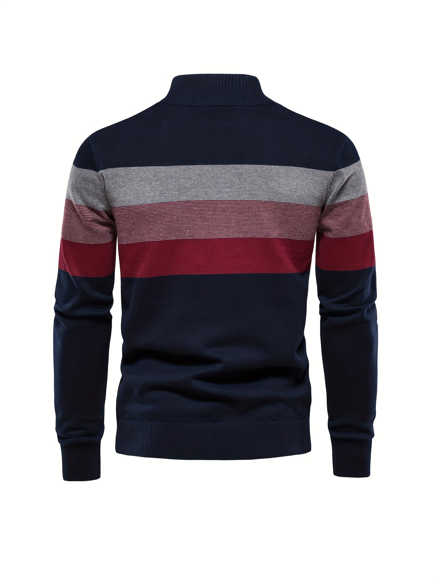 cotton knitted color block sweater mens casual warm slightly stretch half zipper v neck pullover sweater for men fall winter details 13