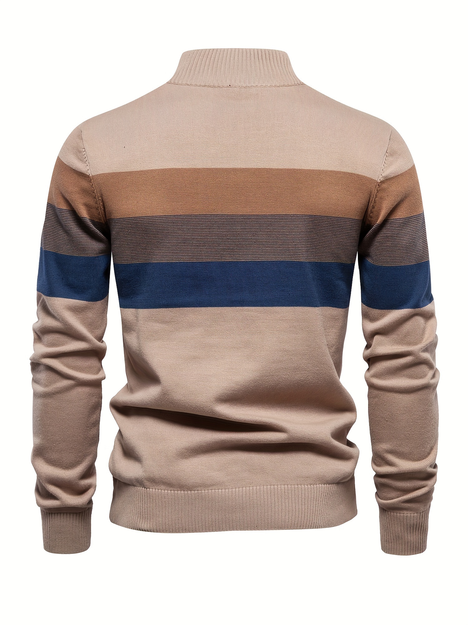 cotton knitted color block sweater mens casual warm slightly stretch half zipper v neck pullover sweater for men fall winter details 16