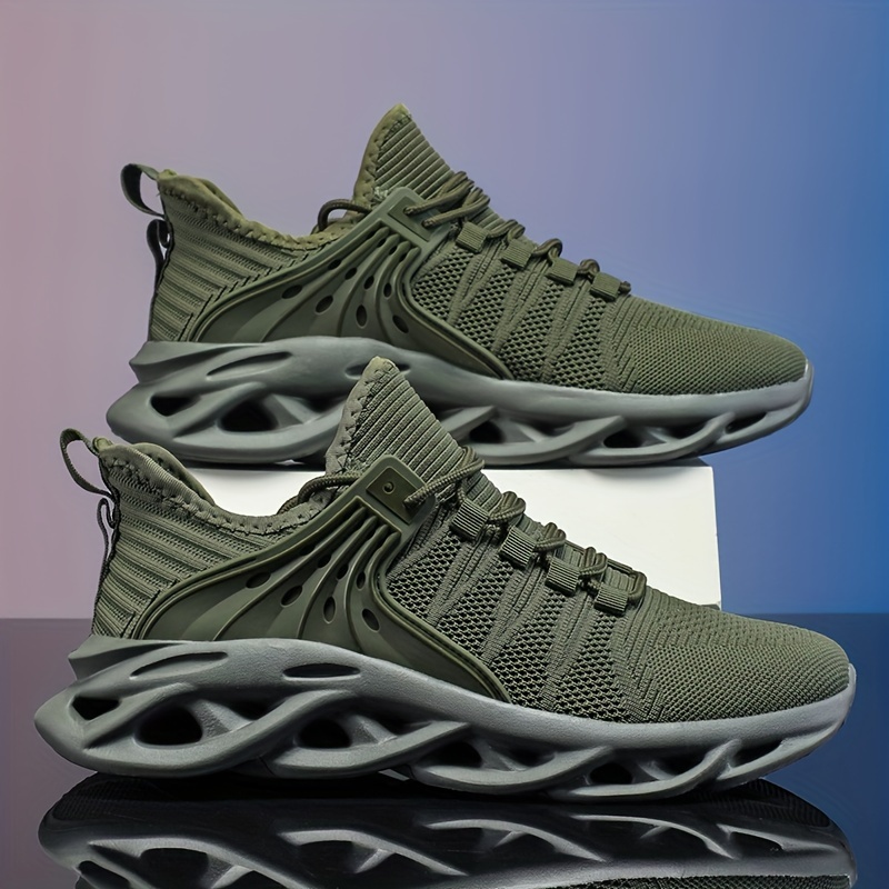 high top blade type shoes men s knit breathable lace shock details 0